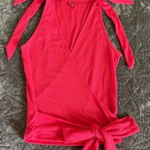 Guess Red Wrap Tank top bow detail